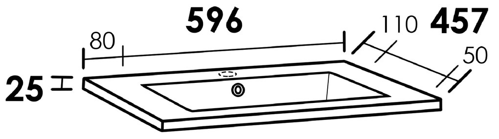 Sanituba Bologna wastafel mineraalmarmer met kraangat 60cm