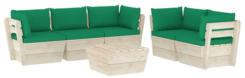 vidaXL 6-delige Loungeset met kussens pallet vurenhout