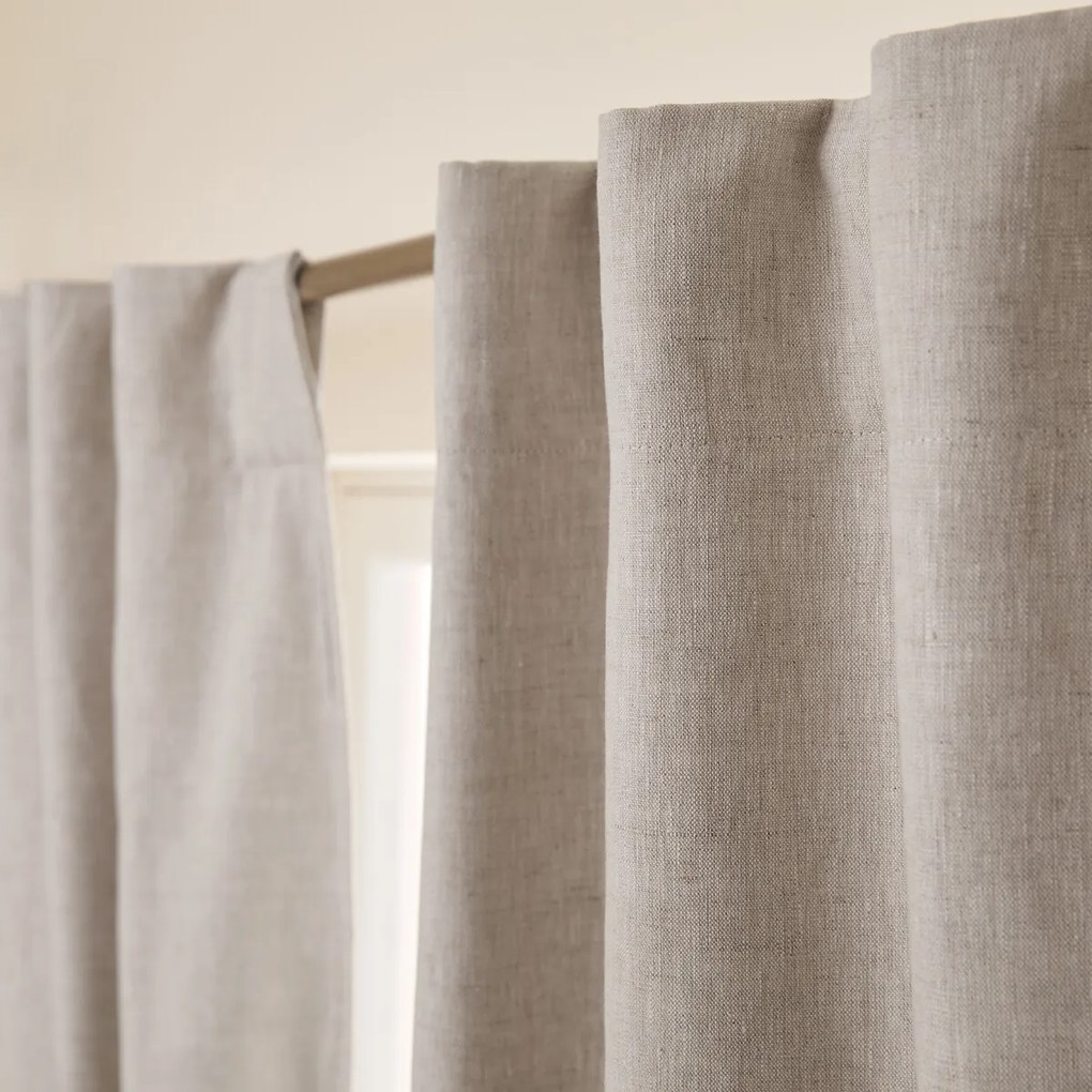 Verduisteringsgordijn van gewassen linnen, verborgen lipjes, Private