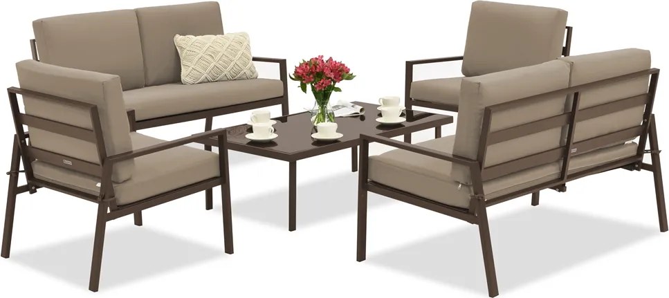 Vigo Coffee 6 bruin Garden Point tuinmeubelset
