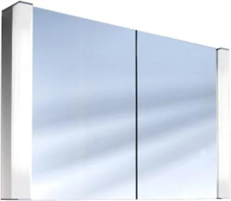 Schneider PepLine spiegelkast met TL met 2 deuren 100x64x13.5cm aluminium 153.100