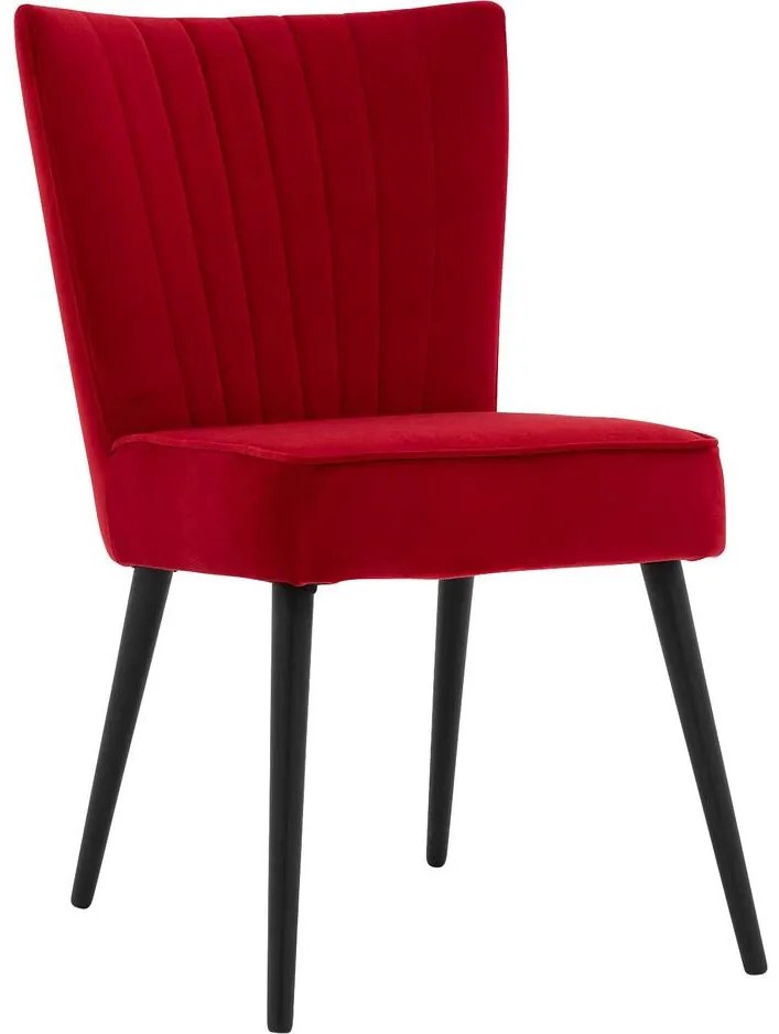 Goossens Eetkamerstoel Rob rood velvet stof leuning, urban industrieel