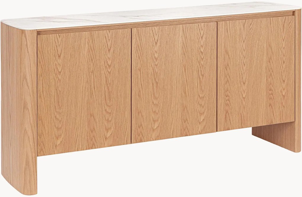 Houten dressoir Gavriel met marmerlook blad