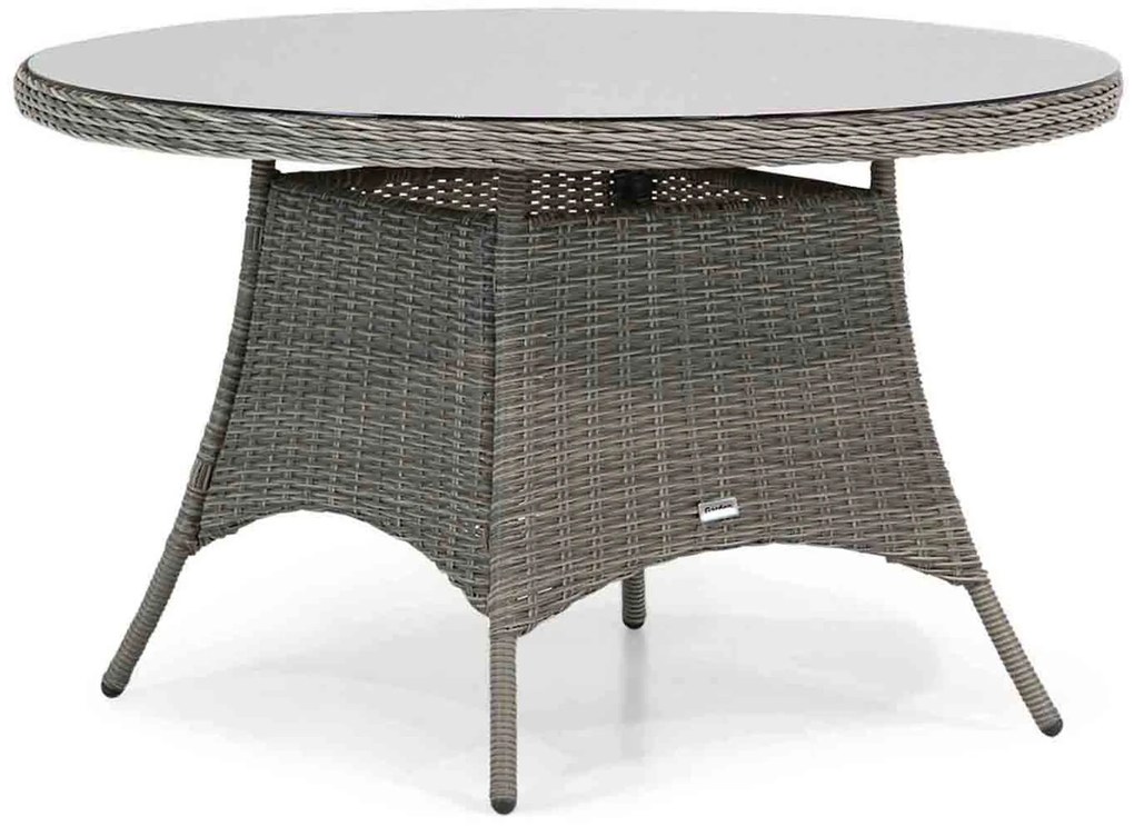 Tuinset Ronde Tuintafel 4 personen 120 cm Wicker Grijs Garden Collections Dublin/Aberdeen