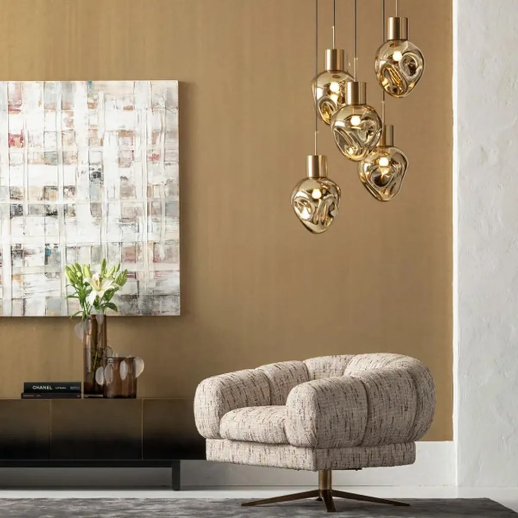 Trapse Hanglamp Gedeukt Glas Goud