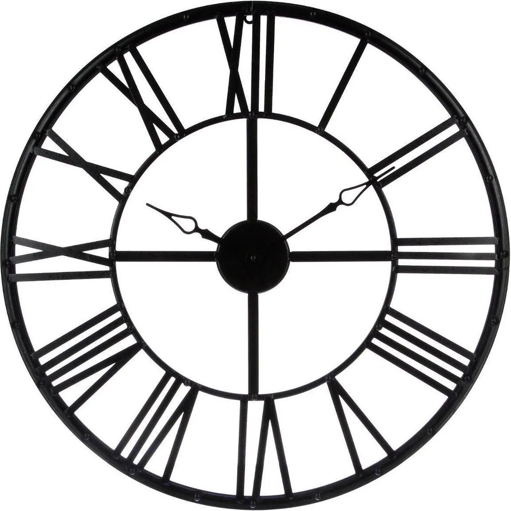 Atmosphera Andras Vintage Wandklok - Zwart Metaal - Ø 70 cm