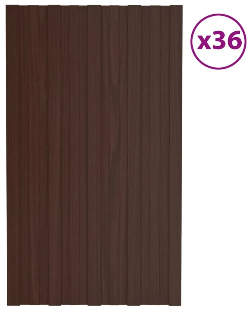 vidaXL Dakpanelen 36 st 80x45 cm gegalvaniseerd staal bruin