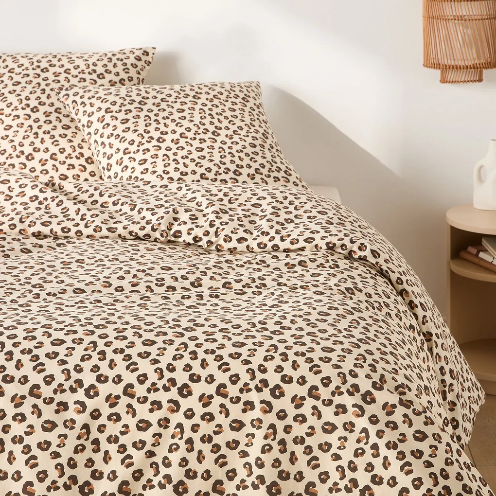 Bedset in katoen, vierkante kussensloop, Leopold