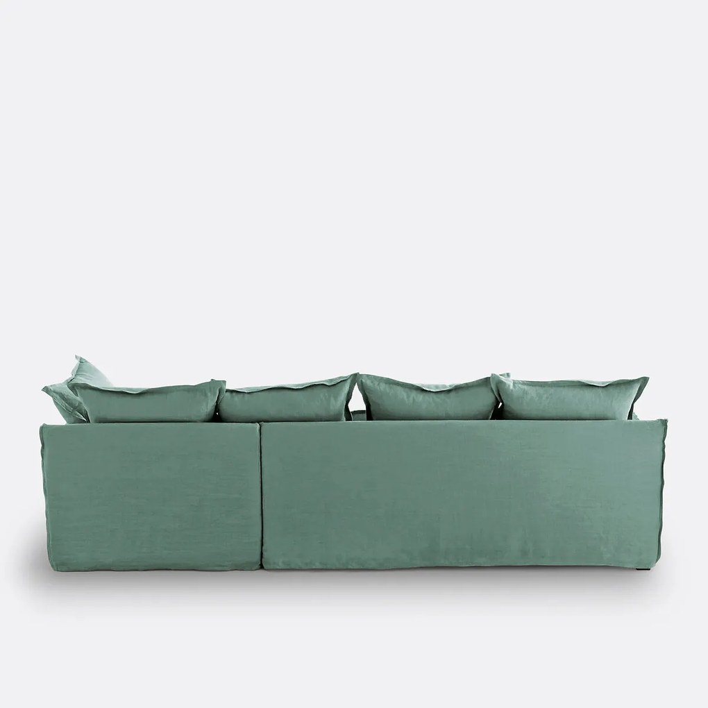 4-zits hoekbank met afneembare hoezen, omvormbaar, in gekreukt linnen, Odna