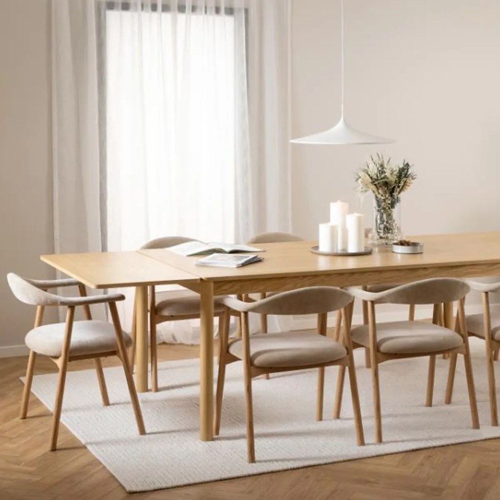 Eiken Eetkamerstoel Beige Chenille