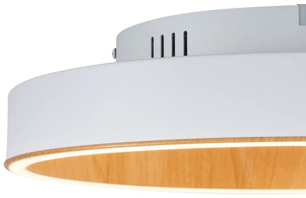Design plafondlamp wit met hout 40cm incl. LED 3-way switch - Ingo Design rond Binnenverlichting Lamp