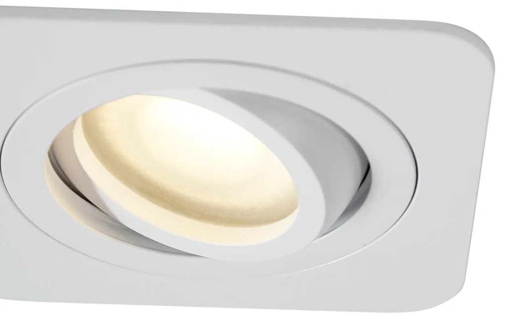 Buitenlamp Set van 6 afgeronde inbouwspots wit GU10 50mm draai- en kantelbaar IP44 - Alberto Modern GU10 IP44 Buitenverlichting vierkant Lamp