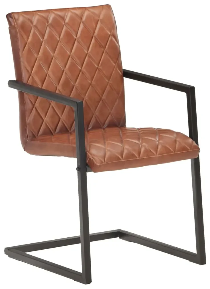 vidaXL Eetkamerstoelen 2 st echt leer bruin