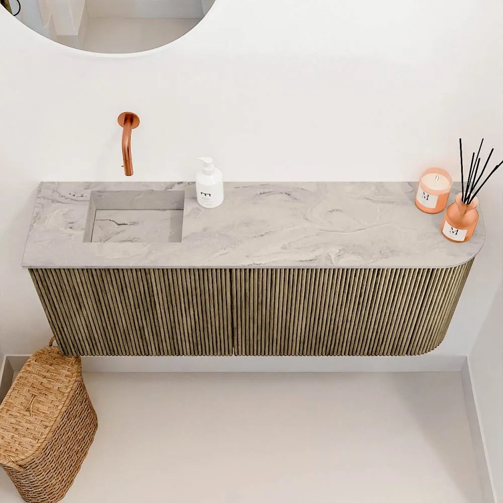 Mondiaz Joya DLux 100cm toiletmeubel ronding rechts dusk met wastafel faye links zonder kraangat glace