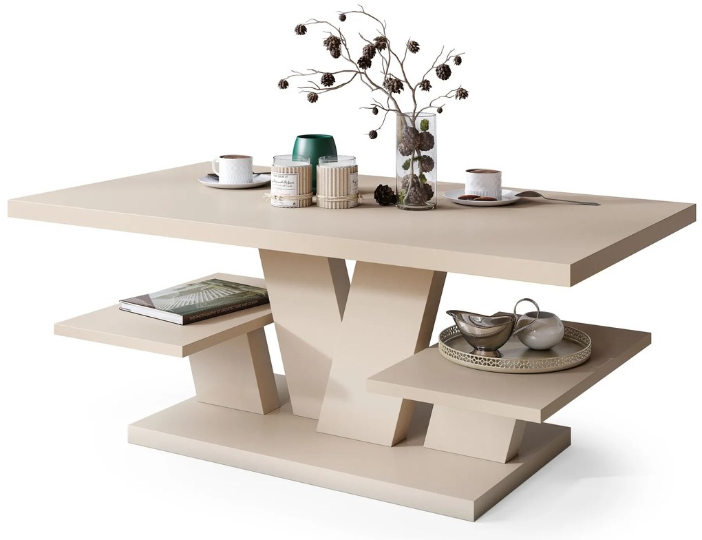 Mazzoni VIVA MAT Beige [Super Mat / Anti-fingerprint] - MODERNE SALONTAFEL MET PLANKEN KASJMIR