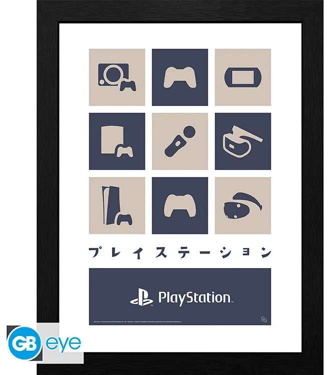 Ingelijste poster Playstation - Hardware