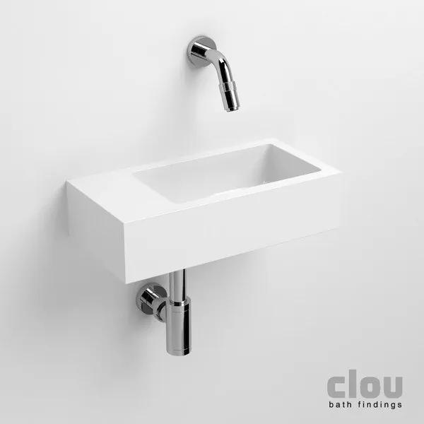 Clou Flush 3 fontein met voorbewerkt kraangat en plug links mineral marmer B36xH9xD18cm CL/03.08032