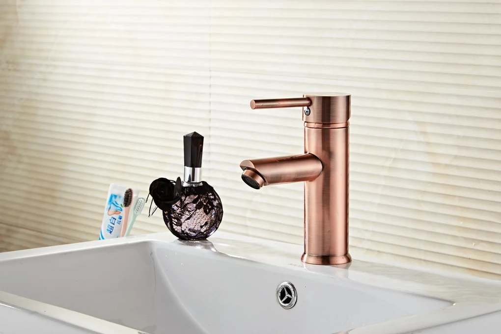Saniclear Copper wastafelkraan met eenhendel bediening geborsteld koper
