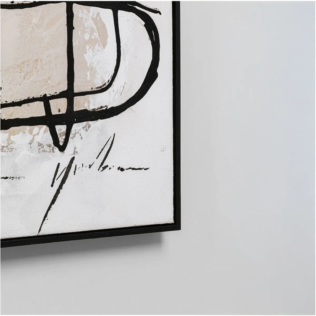 Abstract Schilderij Beige Zwart