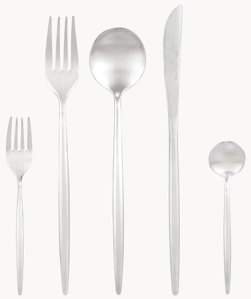 Mat geborstelde bestekset Shimmer, in verschillende setgroottes