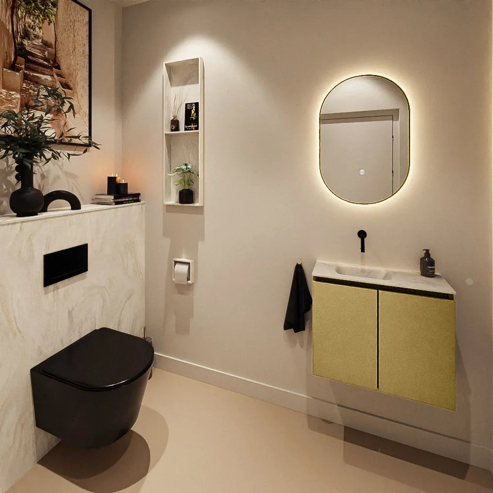 Mondiaz Ture DLux toiletmeubel 60cm oro met wastafel ostra links zonder kraangat