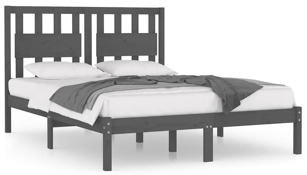 vidaXL Bedframe massief grenenhout grijs 160x200 cm