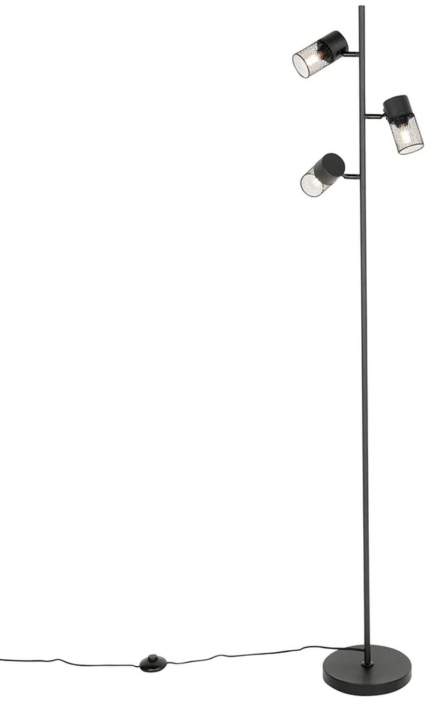 Industriële vloerlamp zwart 3-lichts - Jim