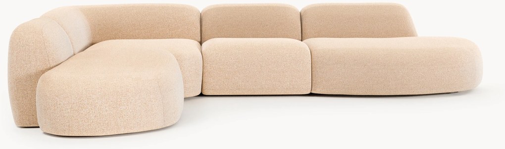 Modulaire bouclé XL hoekbank Wolke met chaise longue