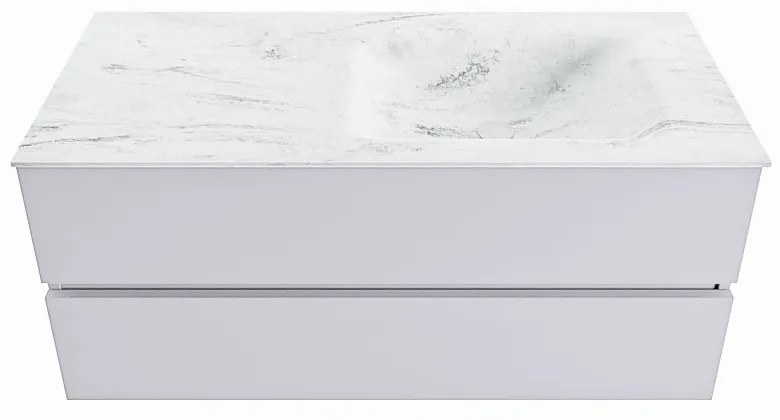 Mondiaz Vica DLux badmeubel 110cm cale 2 lades met wastafel opalo rechts 1 kraangat