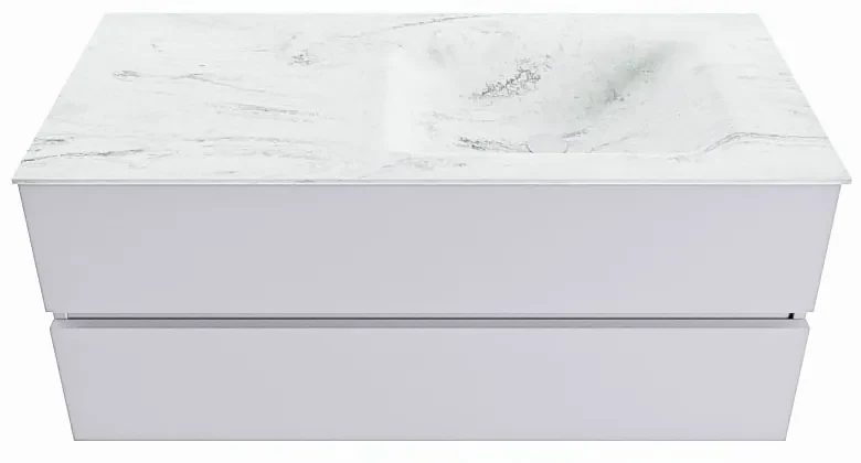 Mondiaz Vica DLux badmeubel 110cm cale 2 lades met wastafel opalo rechts 1 kraangat