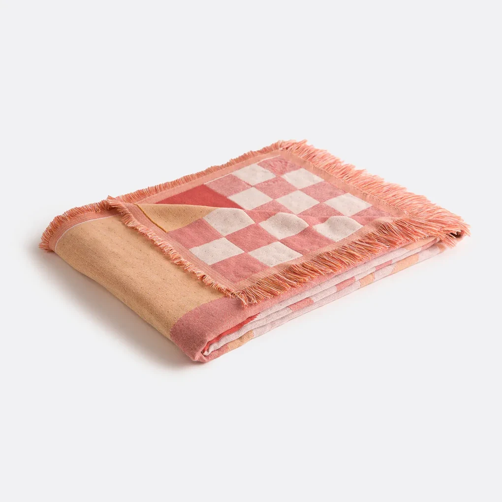 Plaid in jacquard met franjes, Santorin