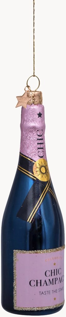Mondgeblazen kerstornament Luxury Pink Bottle met champagne