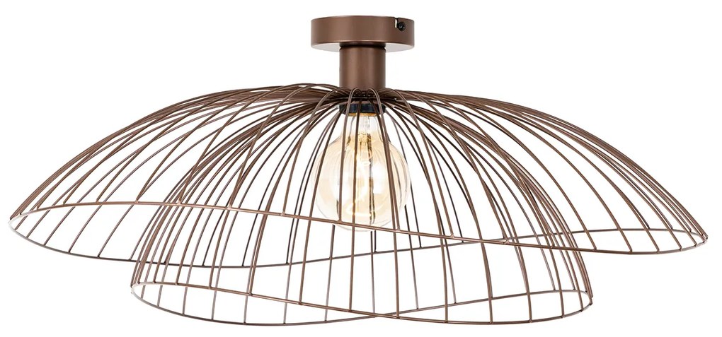 Smart plafondlamp met dimmer brons met dubbele kap 45cm incl. Wifi G95 - Pua Design E27 rond Binnenverlichting Lamp