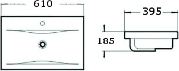 Mexen Emma inleg wastafel 61 x 39 cm, wit - 25056100