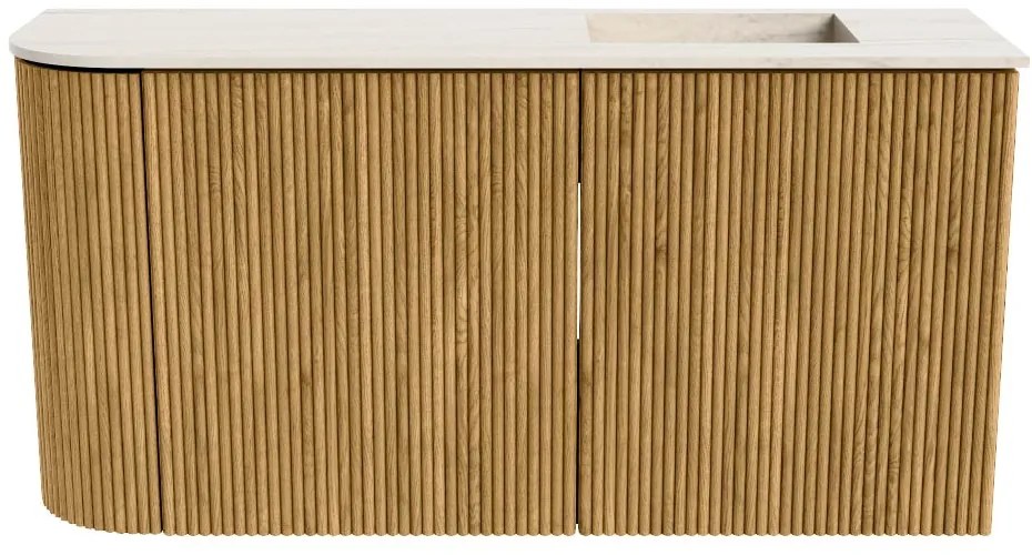 Mondiaz Joya DLux 80cm toiletmeubel ronding links oak met wastafel faye rechts 1 kraangat meli