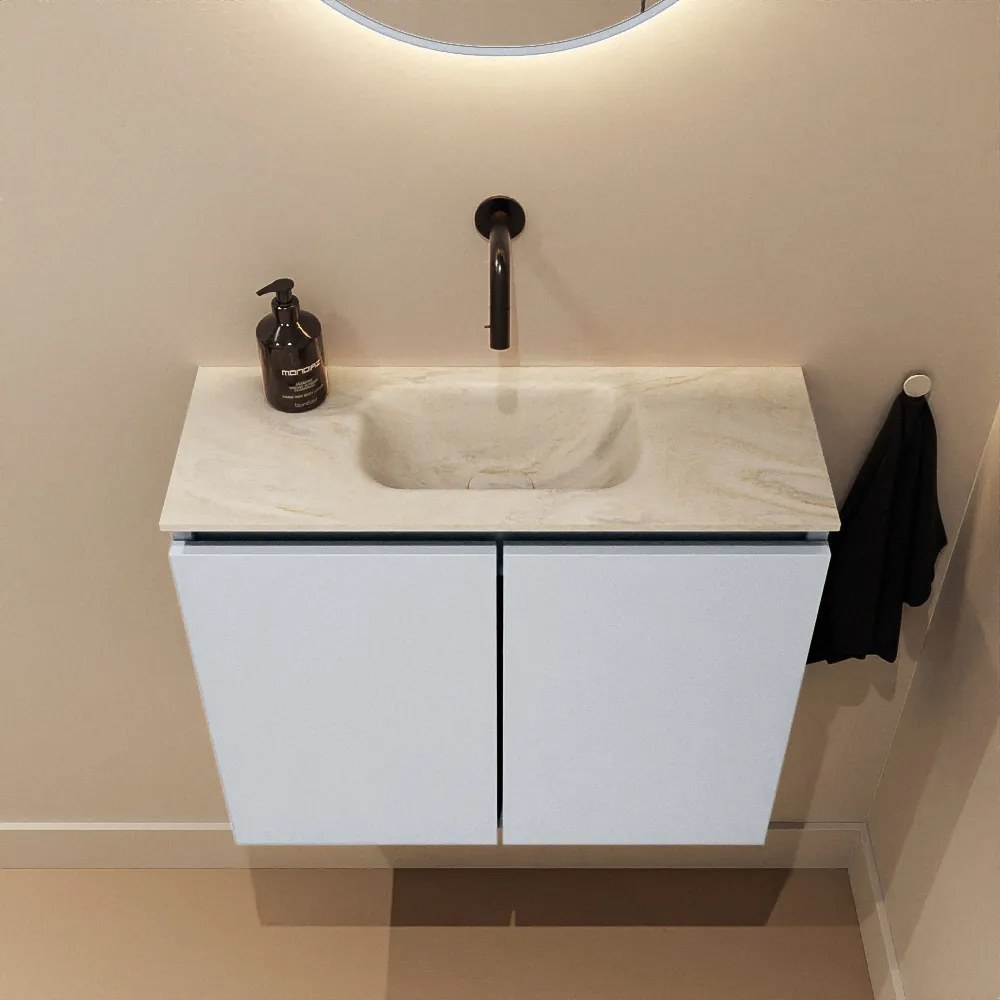 Mondiaz Ture DLux toiletmeubel 60cm clay met wastafel ostra midden zonder kraangat