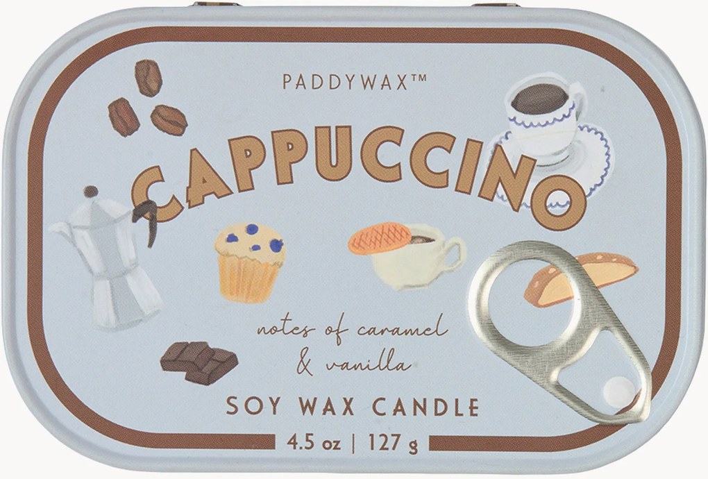 Geurkaars Cappuccino (chocolade, kers) in blik