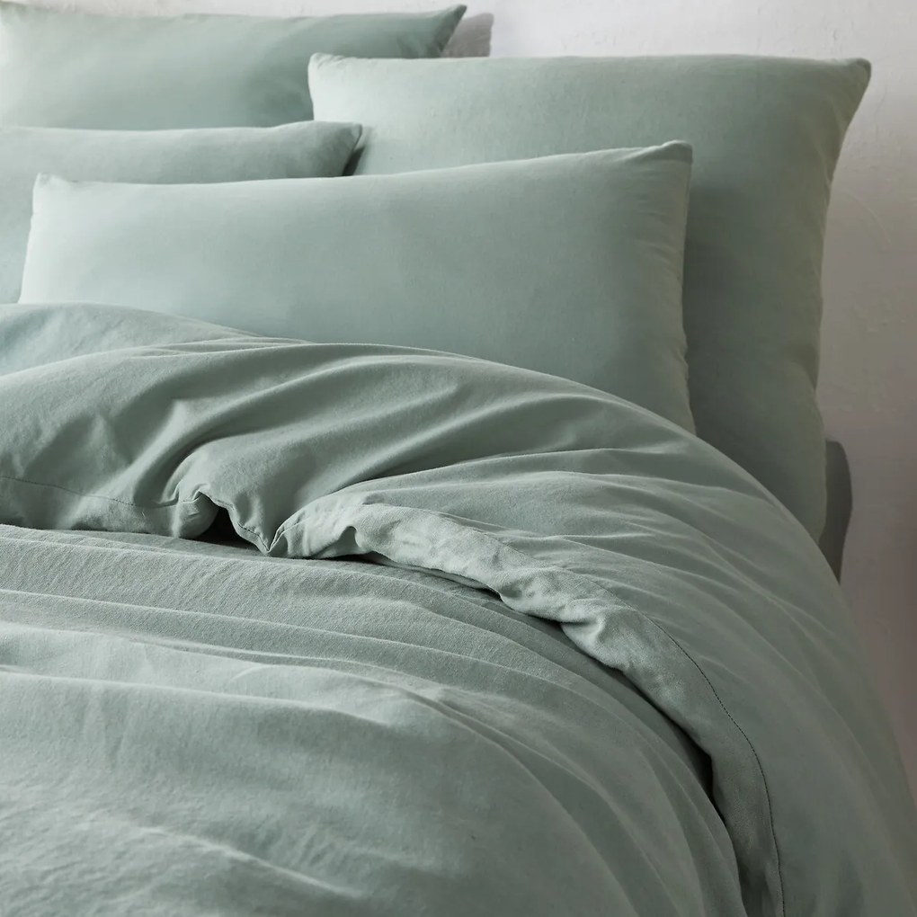 Dubbelzijdige kussensloop in gewassen linnen en gewassen katoen, Annaba