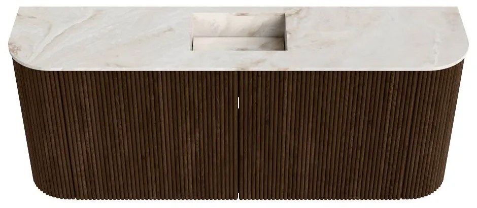 Mondiaz Joya DLux 105cm toiletmeubel ronding links/rechts walnut met wastafel faye midden 1 kraangat frappe