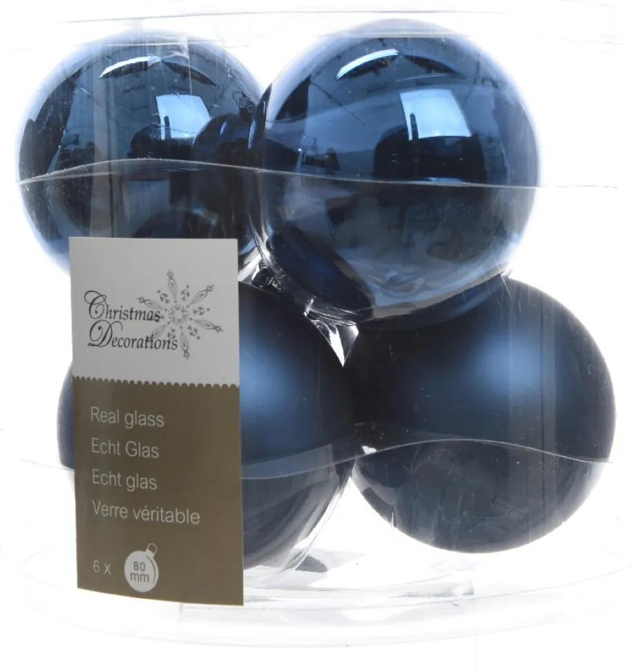Kerstbal glas glans-mat diameter 8cm nacht blauw KSD