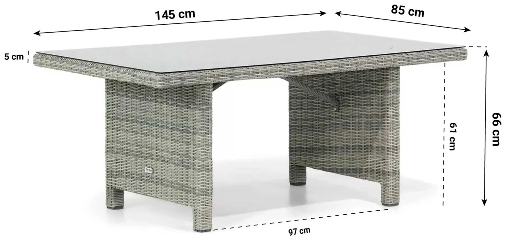 Dining Loungeset 5 personen Wicker Grijs Garden Collections Amico/Napoli
