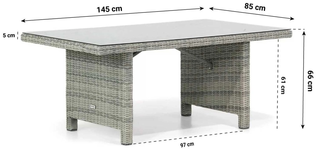 Stoel en Bank Loungeset 4 personen Wicker Grijs Garden Collections Giardino/Napoli
