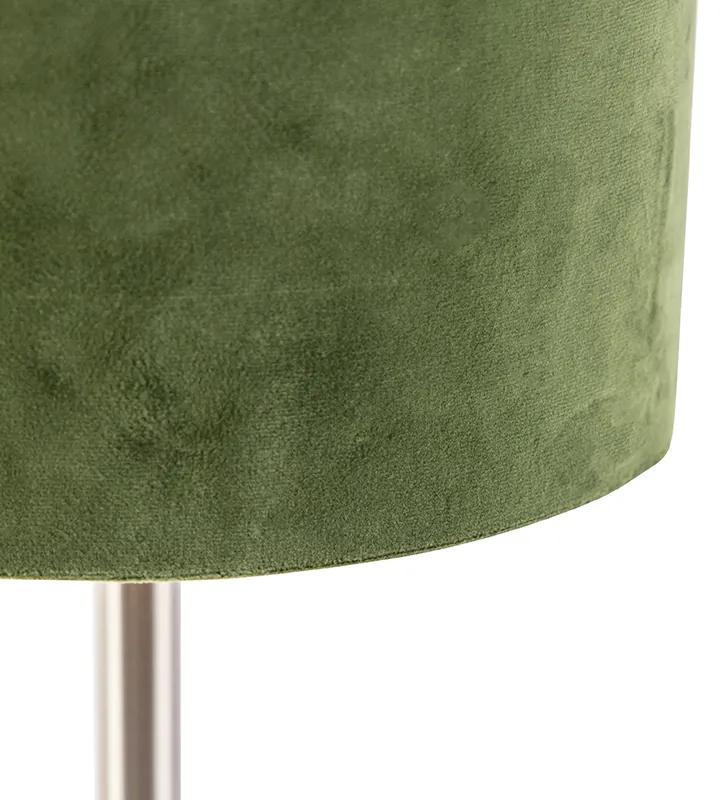 Tafellamp staal met groene kap 25 cm - Simplo Modern E27 cilinder / rond rond Binnenverlichting Lamp
