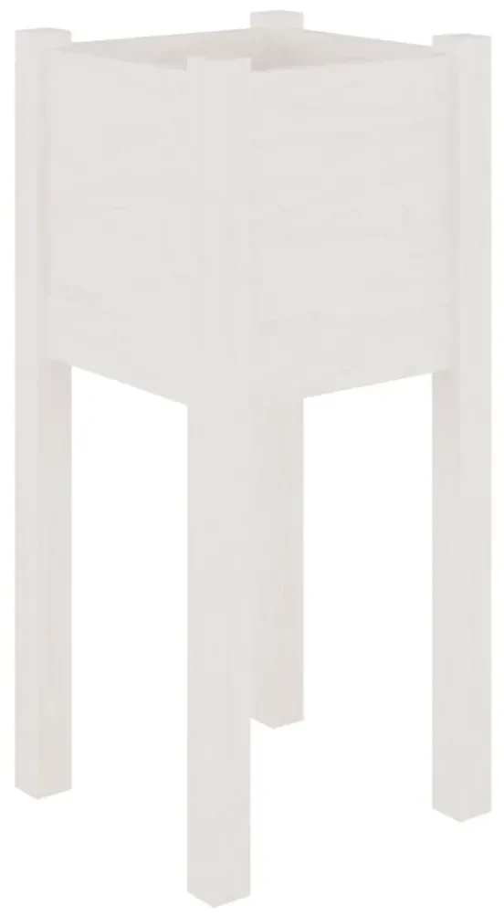 vidaXL Plantenbak 31x31x70 cm massief grenenhout wit