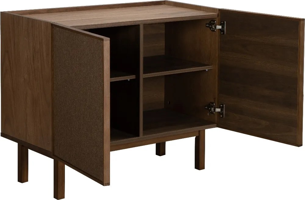Kastje Walnoot Met Stoffen Deuren 90 Cm - 90x40x60cm.