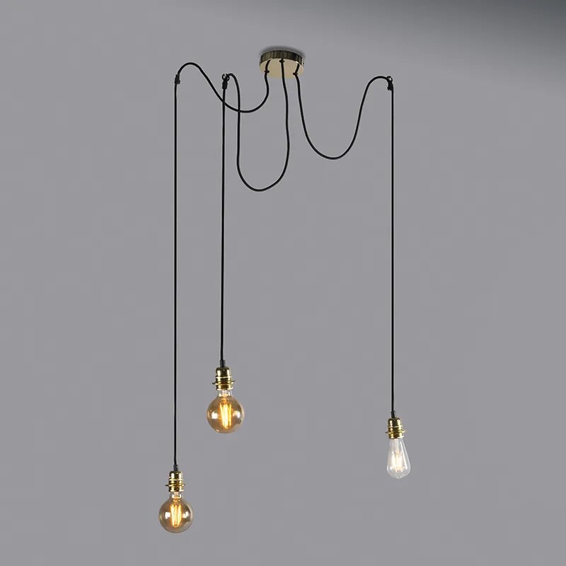 Retro hanglamp zwart 3-lichts - Granny Frame Retro Minimalistisch E27 Draadlamp rond Binnenverlichting Lamp
