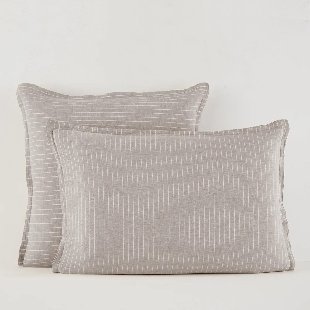 Kussensloop in gewassen linnen, gestreept, Linot