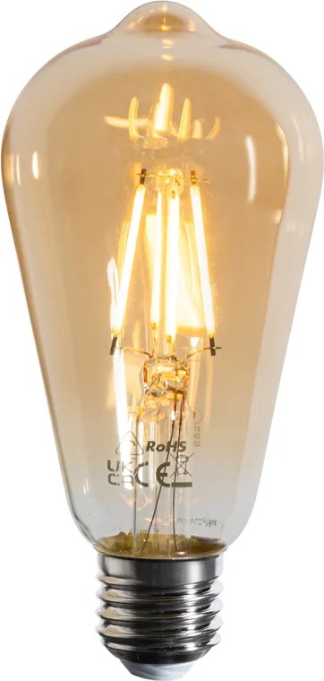 Set van 5 E27 dimbare LED lampen filament ST64 goud 4.5W 450 lm 2200K
