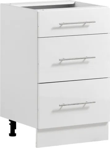 VEVOR Onderkast 500x475x815 mm BxDxH Spaanplaat Keukenonderkast Wit, voor Wasruimte en Badkamer, zonder werkblad, in Shaker-stijl, met 3 lades, soft-close mechanisme en 3M-laminaat