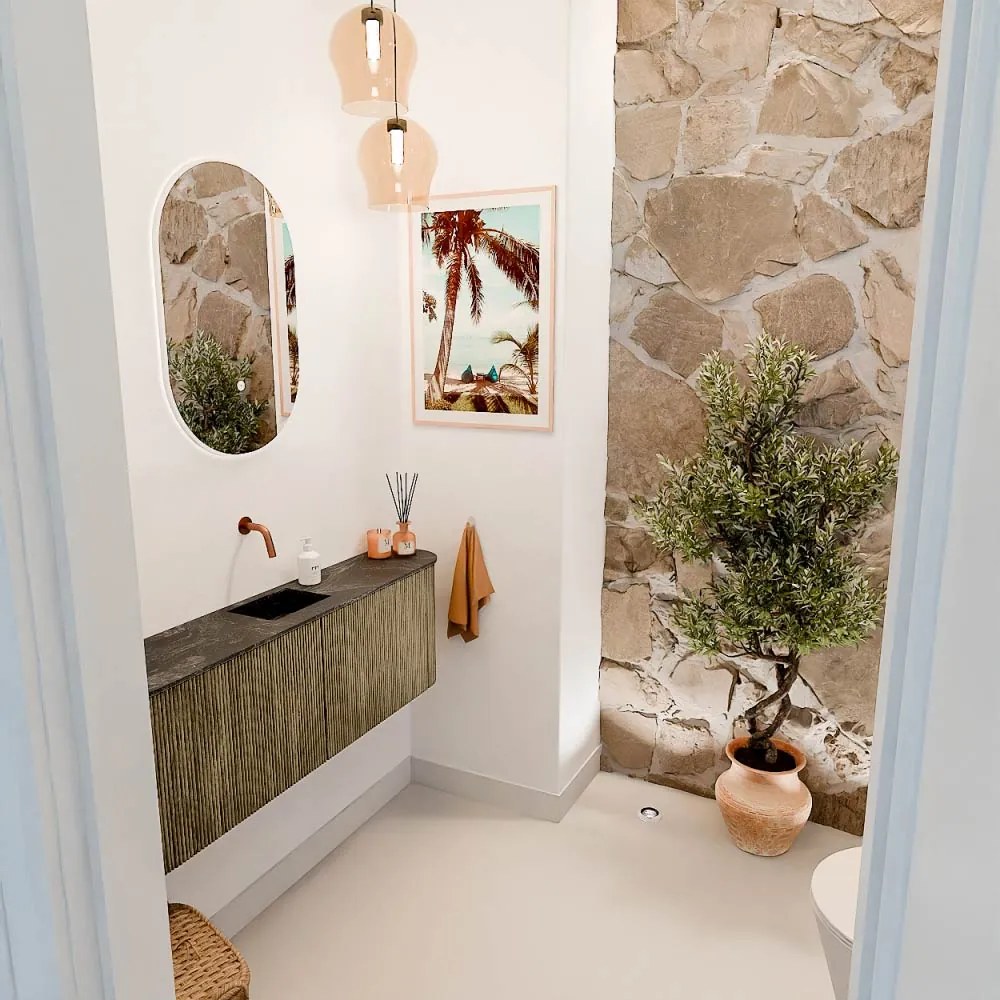 Mondiaz Joya DLux 125cm toiletmeubel ronding links/rechts dusk met wastafel faye midden zonder kraangat lava